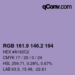 Color code: RGB 161.9 146.2 194 | qconv.com