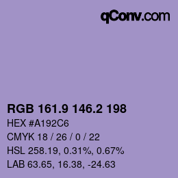 Color code: RGB 161.9 146.2 198 | qconv.com