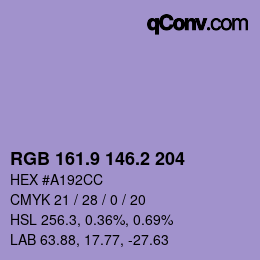 Color code: RGB 161.9 146.2 204 | qconv.com