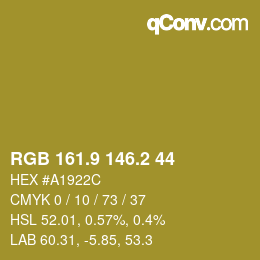 カラーコード: RGB 161.9 146.2 44 | qconv.com