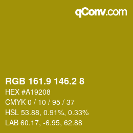 カラーコード: RGB 161.9 146.2 8 | qconv.com