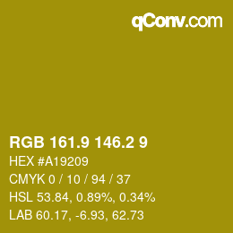 カラーコード: RGB 161.9 146.2 9 | qconv.com