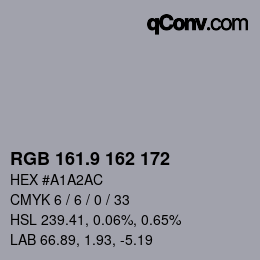 Color code: RGB 161.9 162 172 | qconv.com