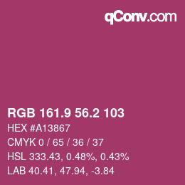 カラーコード: RGB 161.9 56.2 103 | qconv.com