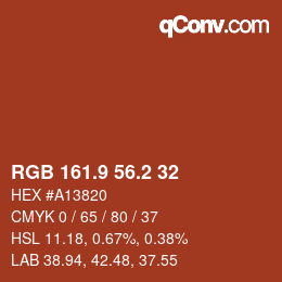 カラーコード: RGB 161.9 56.2 32 | qconv.com