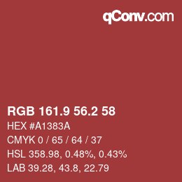 Color code: RGB 161.9 56.2 58 | qconv.com