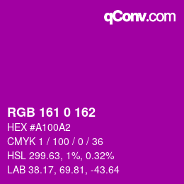 カラーコード: RGB 161 0 162 | qconv.com