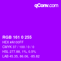 Color code: RGB 161 0 255 | qconv.com