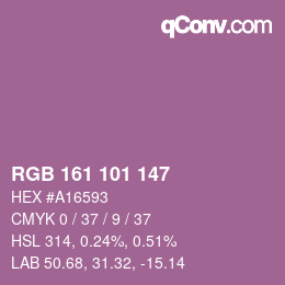 カラーコード: RGB 161 101 147 | qconv.com