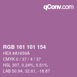 カラーコード: RGB 161 101 154 | qconv.com