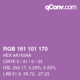 Farbcode: RGB 161 101 170 | qconv.com