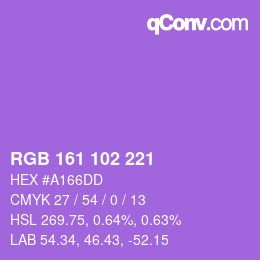 Color code: RGB 161 102 221 | qconv.com