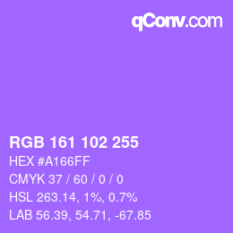 Color code: RGB 161 102 255 | qconv.com