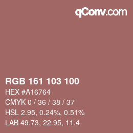 Color code: RGB 161 103 100 | qconv.com