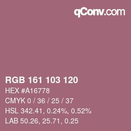 カラーコード: RGB 161 103 120 | qconv.com