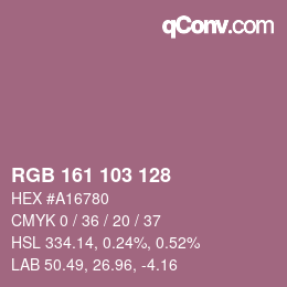 カラーコード: RGB 161 103 128 | qconv.com
