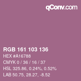 Color code: RGB 161 103 136 | qconv.com