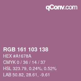 カラーコード: RGB 161 103 138 | qconv.com