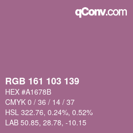 カラーコード: RGB 161 103 139 | qconv.com