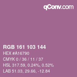 カラーコード: RGB 161 103 144 | qconv.com