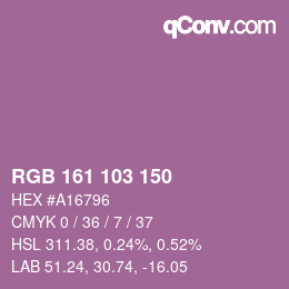 カラーコード: RGB 161 103 150 | qconv.com