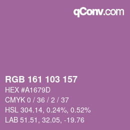 Color code: RGB 161 103 157 | qconv.com