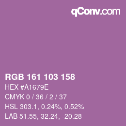 カラーコード: RGB 161 103 158 | qconv.com
