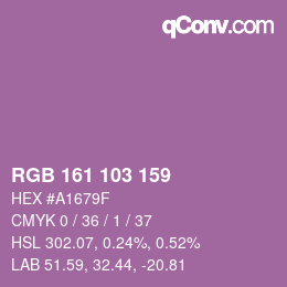 カラーコード: RGB 161 103 159 | qconv.com