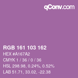 颜色代码: RGB 161 103 162 | qconv.com