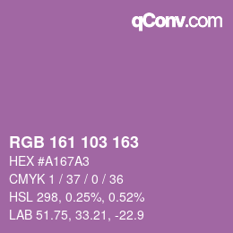 カラーコード: RGB 161 103 163 | qconv.com