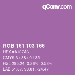 Color code: RGB 161 103 166 | qconv.com