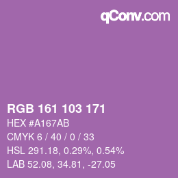 カラーコード: RGB 161 103 171 | qconv.com