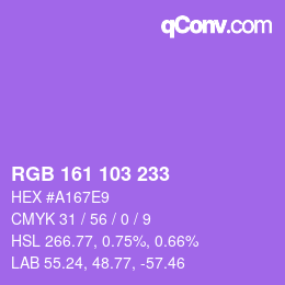 Color code: RGB 161 103 233 | qconv.com