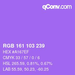 颜色代码: RGB 161 103 239 | qconv.com