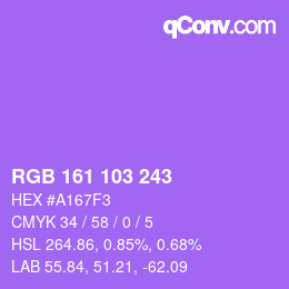 Color code: RGB 161 103 243 | qconv.com