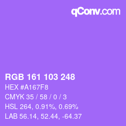 Color code: RGB 161 103 248 | qconv.com