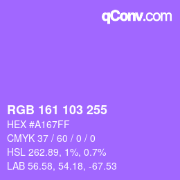 Color code: RGB 161 103 255 | qconv.com