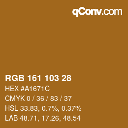 Color code: RGB 161 103 28 | qconv.com