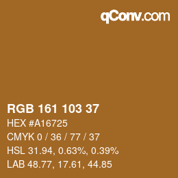 Color code: RGB 161 103 37 | qconv.com
