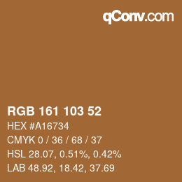 Color code: RGB 161 103 52 | qconv.com