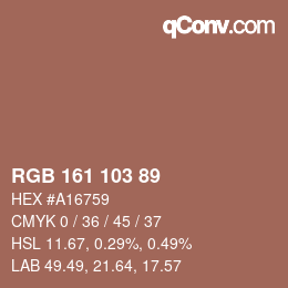 颜色代码: RGB 161 103 89 | qconv.com