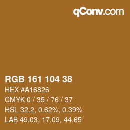 颜色代码: RGB 161 104 38 | qconv.com