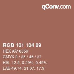 カラーコード: RGB 161 104 89 | qconv.com