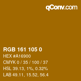 Color code: RGB 161 105 0 | qconv.com