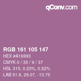 Color code: RGB 161 105 147 | qconv.com