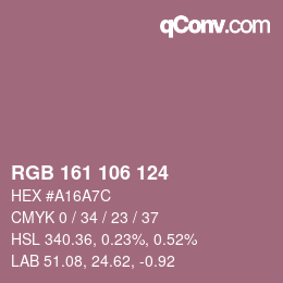 Color code: RGB 161 106 124 | qconv.com