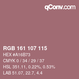 Color code: RGB 161 107 115 | qconv.com