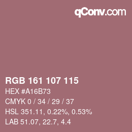 颜色代码: RGB 161 107 115 | qconv.com