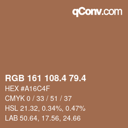 カラーコード: RGB 161 108.4 79.4 | qconv.com