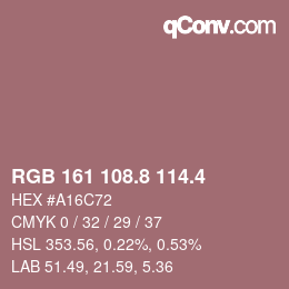 カラーコード: RGB 161 108.8 114.4 | qconv.com